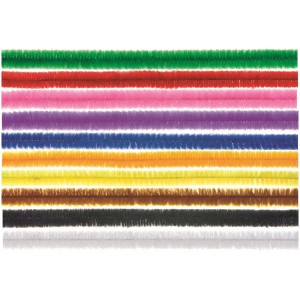 Tiges chenilles colorées et flexibles, 50cm, 10 pièces, pour bricolage et décoration.