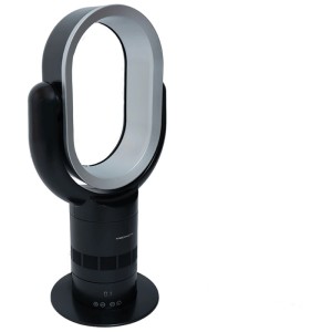 Ventilatore da tavolo senza pale Kibernetik BTV61 nero-argento. Moderno ventilatore senza rotore con uscita ovale.