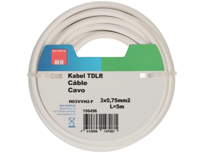 Cavo elettrico flessibile bianco H03VVH2-F 2 x 0.75 mm² 10 m