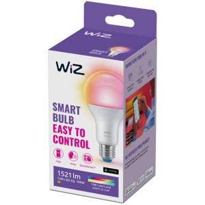 Lampadina LED WiZ A67 E27 RGB 100W, smart, lampadina colorata nella confezione.