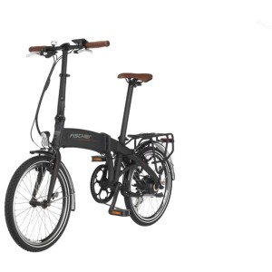 Fischer Faltrad FR18, 20 Zoll, matt Schwarz, Modell 2022. Kompaktes City-Rad mit Gepäckträger.