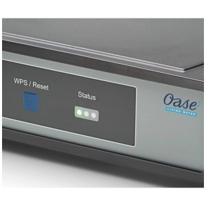 Oase EAC Aquarium Controller : Gros plan sur l'affichage de l'état et le bouton WPS.