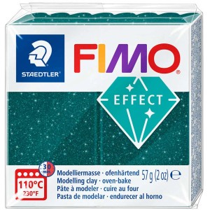 Fimo Effect Modelliermasse Galaxy Grün, 57g, ofenhärtend, mit Glitzerpartikeln.