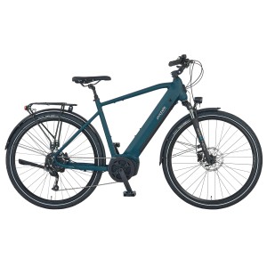 E-bike da trekking Prophete Entdecker 3.0 da uomo color blu notte perlato con motore centrale e portapacchi.