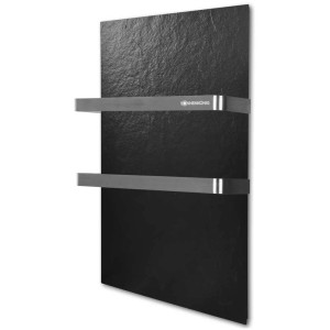 Pannello riscaldante a infrarossi Sonnenkönig Elegance Schiefer 600 con due portasciugamani.