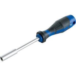 Tournevis porte-embout LUX avec manche bleu et noir et support de 6,3 mm pour embouts de tournevis.
