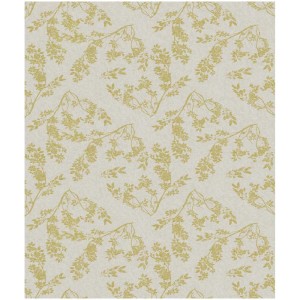 Abwischbare D-c-fix Tischdecke Monte Carlo Juta mit goldenem Blütenmuster.