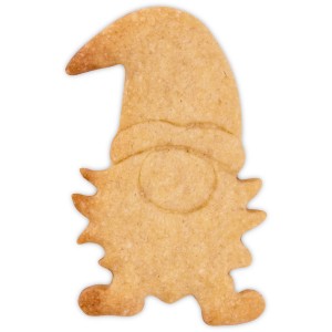 Goldbrauner Wichtel Keks mit Hut und Bart, gebacken mit der 7,5 cm Edelstahl Ausstechform.