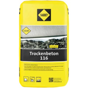 Sac de béton sec Sakret 116 BM-TB, 25 kg, jaune, pour travaux de béton et structures de sol.