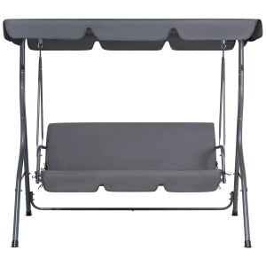 Altalena Hollywood Beliani Chaplin grigio scuro con tettuccio parasole per 3 persone.
