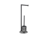 Wenko WC-Garnitur mit Rollenhalter Terrazzo Polyresin Schwarz