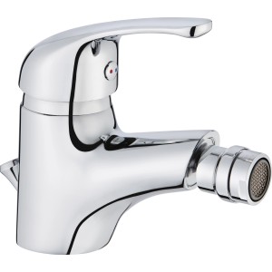 Mitigeur de bidet monocommande Tirso chromé pour salle de bain et WC, avec buse de mélange flexible.