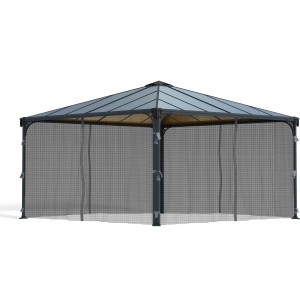Zanzariera grigia Palram per gazebo 4,3x4,3 m, protegge dagli insetti.