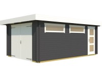 Weka Einzelgarage 441 Graphitgrau mit Holztor Weka Einzelgarage 441 Graphitgrau mit Holztor