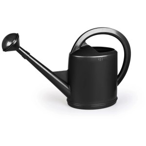 Arrosoir anthracite 12L en plastique recyclé avec pomme d'arrosage et poignée ergonomique.
