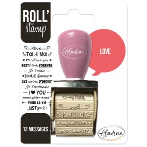 Aladine Rollstempel Love mit 12 Nachrichten für Dekorationen und Scrapbooking.