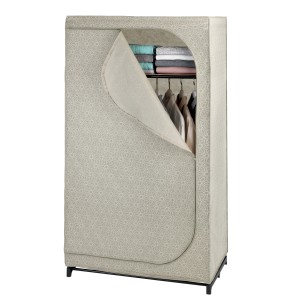 Armoire Wenko Balance taupe avec étagère, rangement textile avec structure en métal.