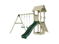 PolarPlay Spielturm Vimmerby Doppelschaukel Rutsche Dunkelgrün
