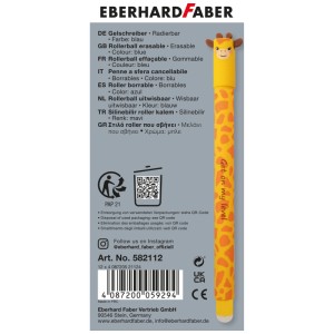 Eberhard Faber Gelschreiber Animal Erase It! Giraffe, blau, radierbar. Stift mit Giraffen-Motiv.