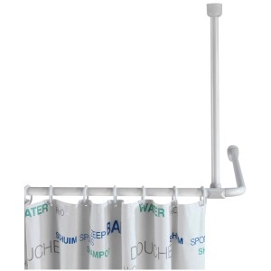Wenko Deckenstütze für Duschstange, universal, weißes Aluminium, 57 cm lang.