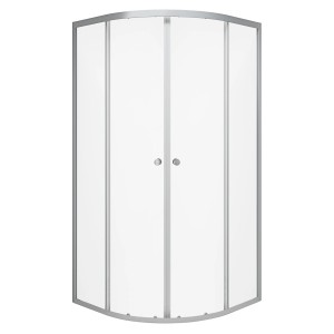 Cabine de douche quart de cercle Aurlane Silver Line, 90x90x200 cm, avec cadre argenté et verre transparent
