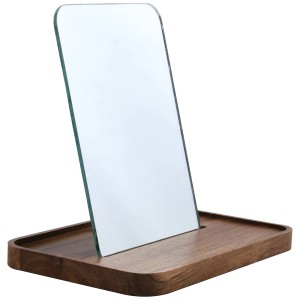 Specchio cosmetico Spirella Alesie con base in legno, rettangolare, 17,4x12,8x1,4 cm.
