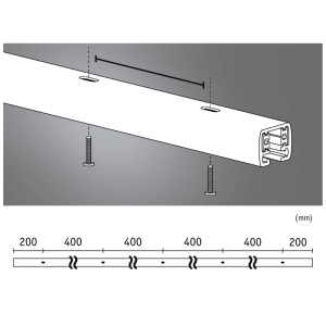 Rail Paulmann URail, 2m, noir mat, pour le montage de systèmes de rails.