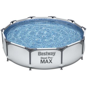 Bestway Pool-Set Steel Pro Max, 305x76 cm, piscina con struttura in acciaio e motivo acqua blu.