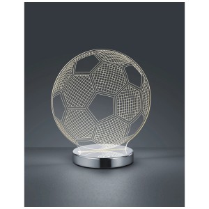 Lampada da tavolo LED Ball cromata, design a pallone da calcio, colore della luce regolabile.