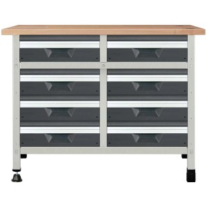 Banco da lavoro Wolfcraft WSS 680 con piano in faggio e 8 cassetti.