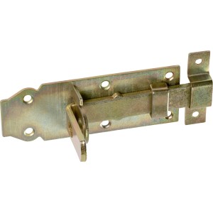Loquet de porte zingué jaune, 120x50mm, pour portes et portails, à visser.