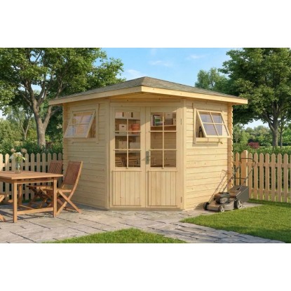 Alpholz Abri de jardin en bois toit pointu Non traité 230 cm x 224 cm