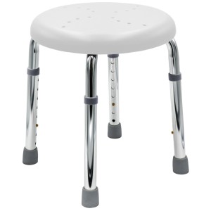 Tabouret de bain Ridder Go, blanc, réglable en hauteur, avec pieds et assise antidérapants. Idéal pour plus de sécurité dans la salle de bain.