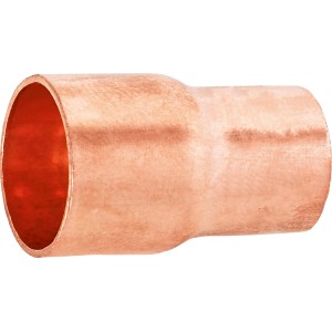 Manicotto di riduzione a saldare in rame, 15 mm x 12 mm, per tubi in rame.