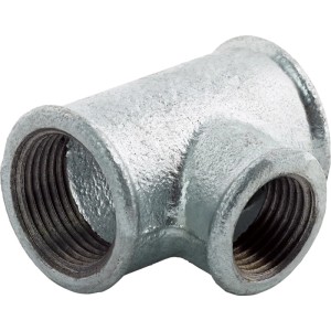 Raccordo a T in ghisa malleabile, 24,1/18,6 mm, per impianti idraulici e di riscaldamento.