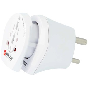 Skross Reiseadapter Combo World to India, weiß, für Steckdosen CH, IT, BRA, UK, USA/Japan, AUS/China.