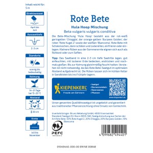 Kiepenkerl Betterave Hula Hoop Mix Ruban de graines : Mélange de différentes variétés de betteraves colorées.
