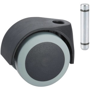 Roulette pour parquet Doerner + Helmer, double, noir-gris, Ø 5cm, avec tige.