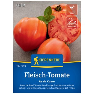 Graines de tomate charnue Kiepenkerl As de Coeur, tomates rouges en forme de cœur sur l'emballage.