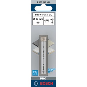 Punta diamantata Bosch 10mm per piastrelle in ceramica, a secco, in confezione. Per trapani e avvitatori.