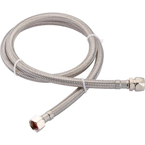 Tuyau de raccordement flexible LUX pour robinetterie, longueur 1000 mm, avec raccord G 3/8 et 10 mm.