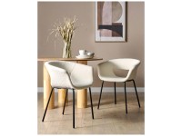 Beliani Chaise de salle à manger  Elma Bouclé Blanc set de 2