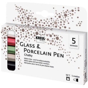 Kreul Glas- und Porzellanmalstifte Chalky, 5er-Set im Karton. Ideal zum Bemalen von Glas und Porzellan.