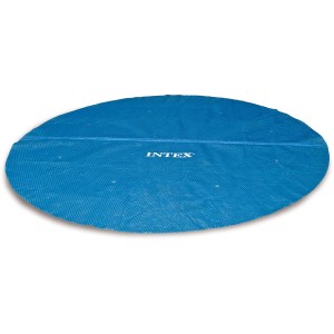 Bâche solaire Intex pour piscine Easy Ø 244 cm, couverture bleue à bulles.