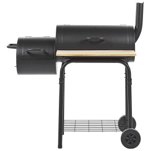 Barbecue à charbon noir Beliani Satah avec fumoir et étagère.