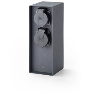 Colonna energetica nera Schönenberger per esterni con 3 prese e controllo app.