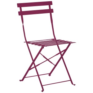 Sedia pieghevole in acciaio bordeaux, parte del set bistro Beliani Fiori per balcone e patio.