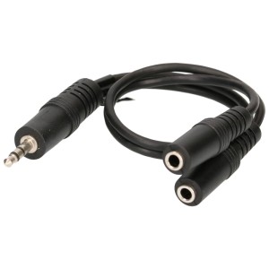 Adattatore audio Schwaiger, nero, 2 m, sdoppiatore jack per accessori audio.