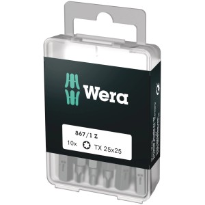 Wera Bit-Box TX25, 10 inserti per viti TX-Plus interne, lunghezza 25 mm.