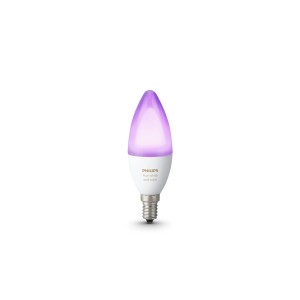 Philips Hue White & Color Ambiance LED Lampe E14, farbig beleuchtet.